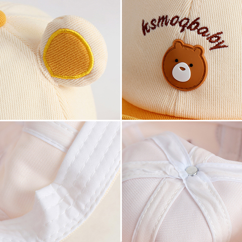 Boné de beisebol do bebê do urso dos desenhos animados com orelhas bonito animal chapéu de sol para meninos meninas casual infantil chapéu de pico