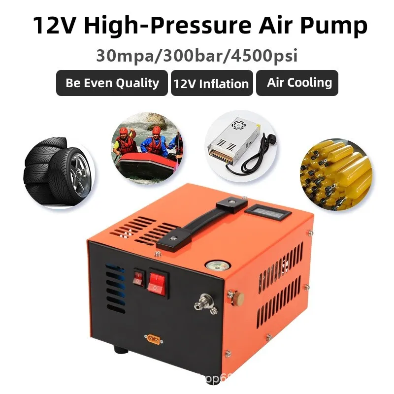 Bomba alta pressão do compressor de ar de 12V 4500 Psi 300 Bar 30mpa com inflador de alta pressão do transformador 220V