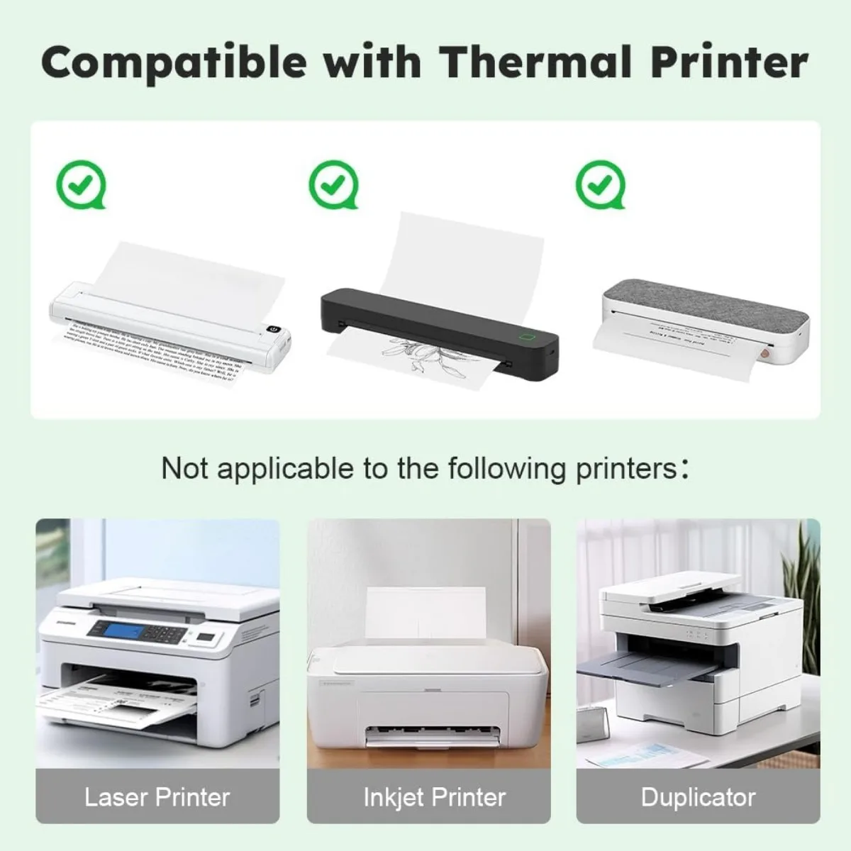 A4 Thermal Paper Quick-Dry Instant Use High Sensitivity Printer for Fast Barcode/Receipt/PDF Printing Portable Office Logistics
