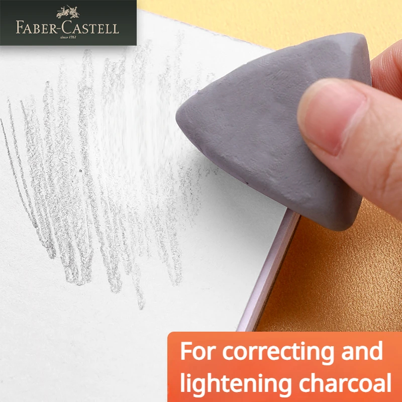 Faber-Castell Drawing Art Kneaded Erasers for Correcting,Lightening Charcoal Pencil and Pastel Artists Works, Gray in Box 1Pc