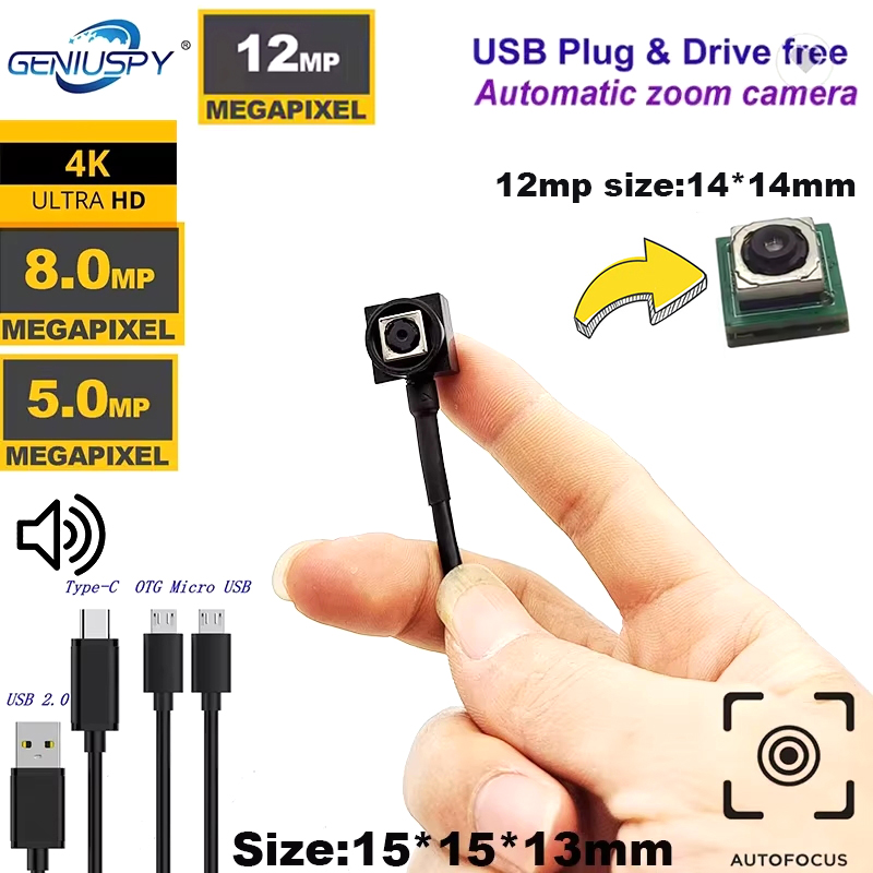 Веб-камера Type-C AF с автофокусом 4K 8MP 15FPS 12MP 30FPS Высокоскоростная UVC OTG 2592*1944 30FPS Модуль аудиокамеры USB 5MP Mini CCTV