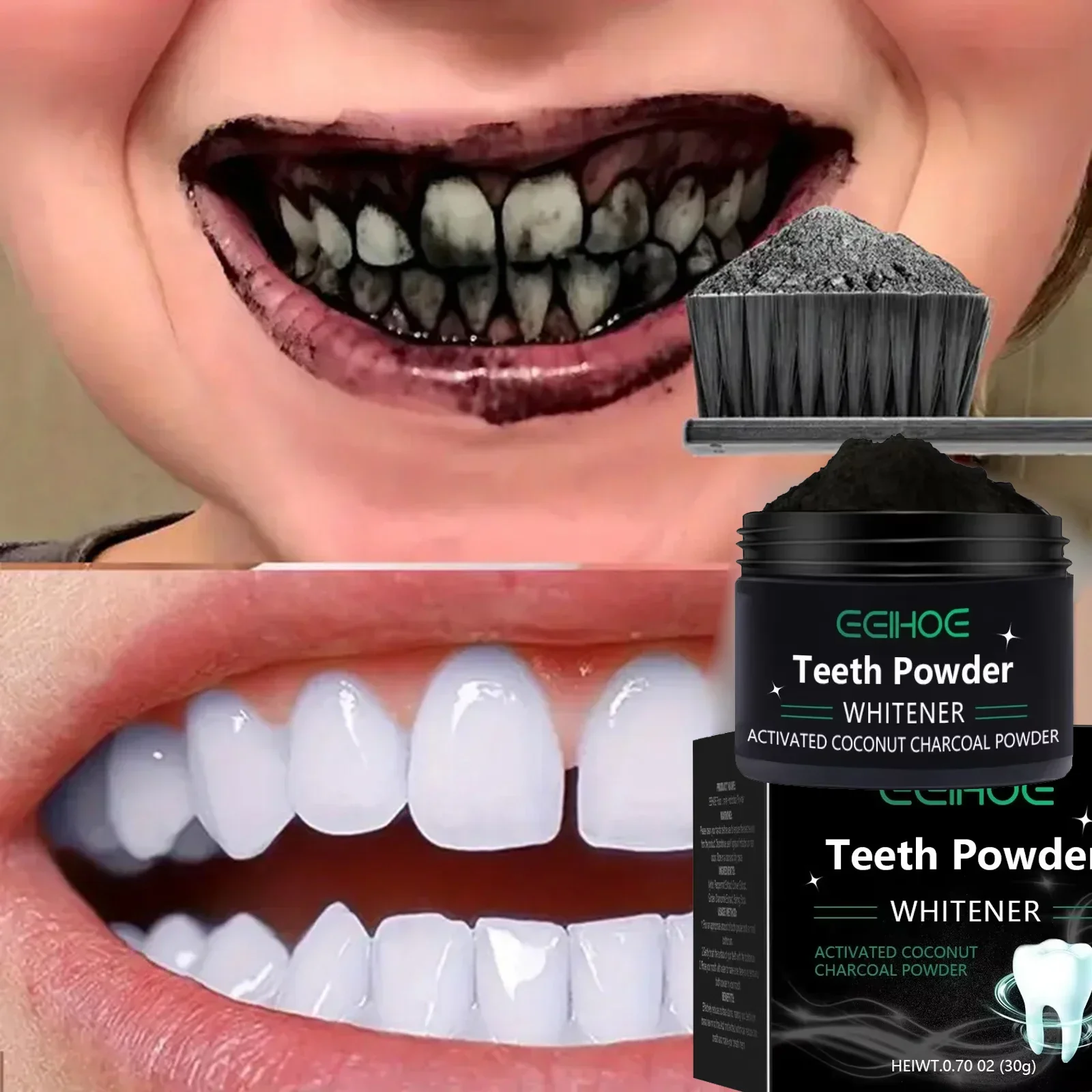 Polvo para blanquear los dientes: blanqueamiento natural y limpieza profunda para hombres y mujeres, pasta de dientes diaria para el aliento fresco