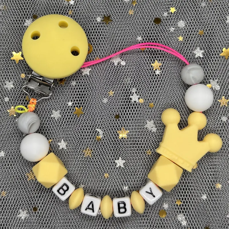 Custom Name Silicone Baby Pacifier Clips Personalised Name Colorful Pacifier Chains Teething BPA Free Silicone Abacus Dummy Gift