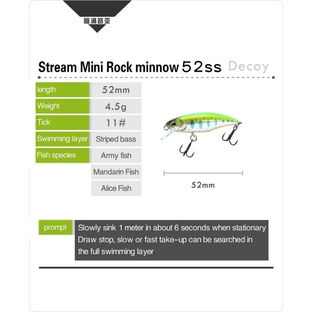 Heißes Modell Sinking Minnow Angelköder 52 mm 4,5 g Jerkbait Bass Pike Carkbait Wobbler Swimbait Professioneller harter Köder