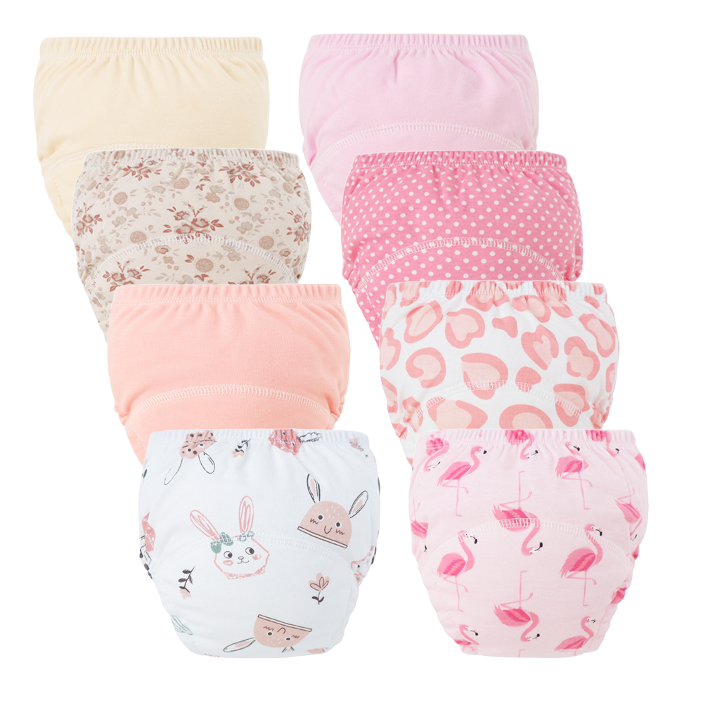 8 шт./лот, детские хлопковые тренировочные штаны, трусики, водонепроницаемые тканевые подгузники, многоразовые подгузники для инструментов, подгузники, детское нижнее белье