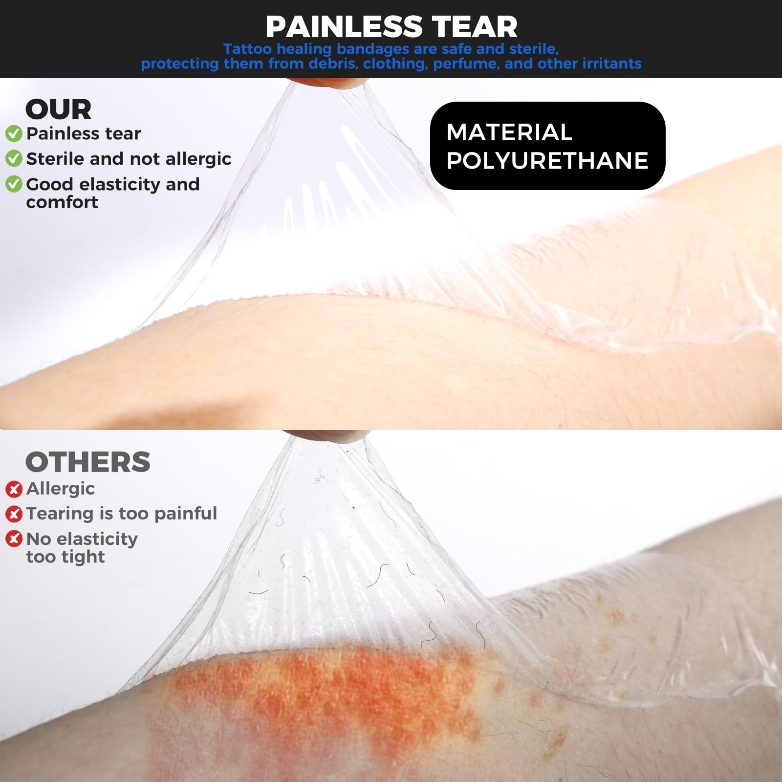 Película protetora de cura de tatuagem à prova d'água de 5m para bandagem de cuidados posteriores rolo de envoltório de reparo de pele transparente