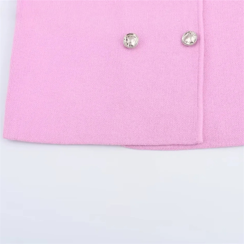 MUJER Stricken Ärmellose Weste Frau Mode Rosa Gestrickte Abgeschnitten Weste Frauen Zweireiher Sommer Weste Top Frauen Neue In Kurzen Mantel