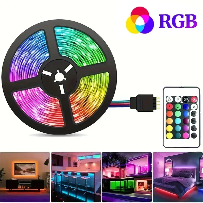RGB 5050 LED Strip Lights USB 5V Remote Control Flexible Ribbon Led Lamp Tape 30Leds/M Dimmable For Home Room Party Decoration