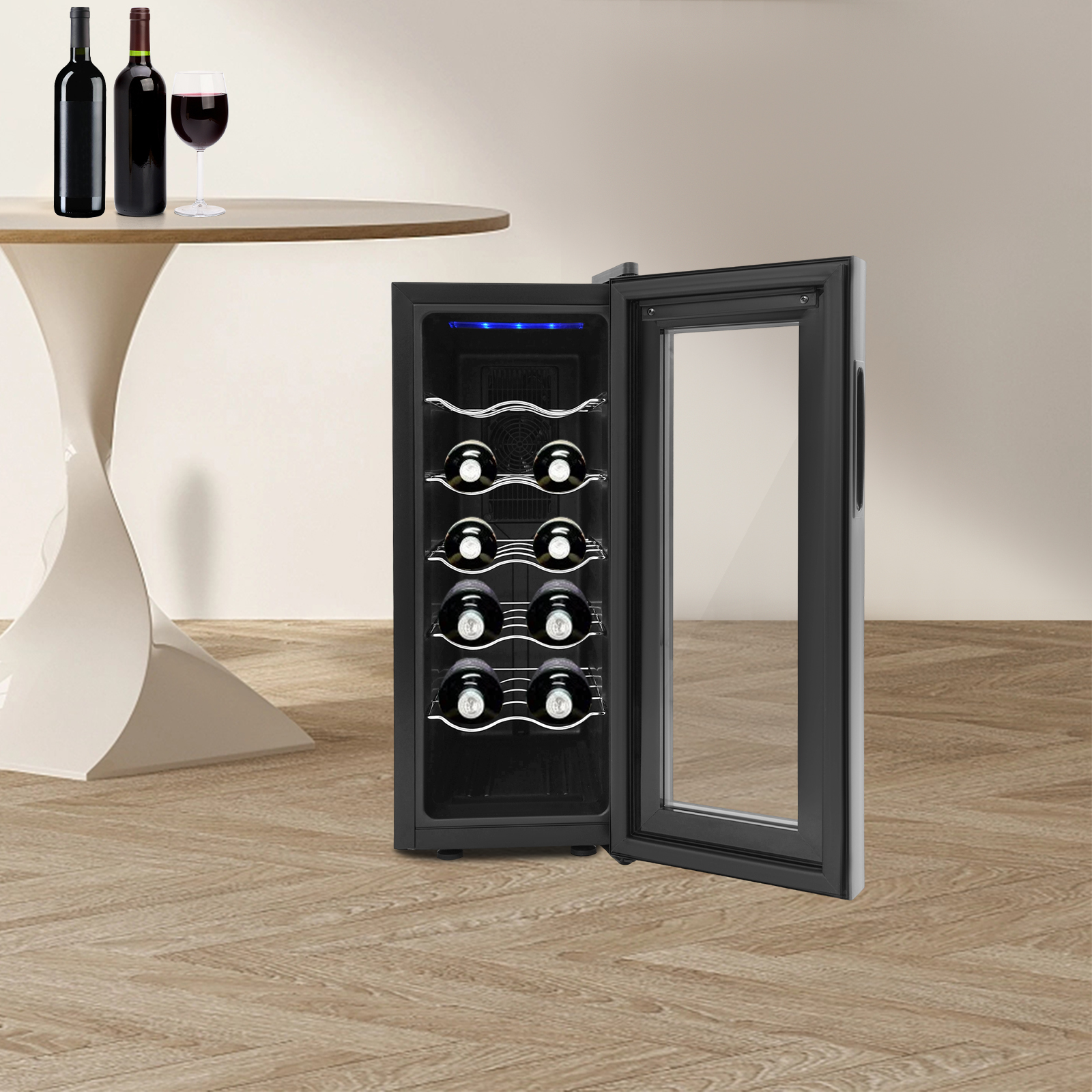 Weinkühlschrank 220 V-240 V 55 W 5-fach elektronischer Rotweinschrank Store Rotwein Champagner Schwarz