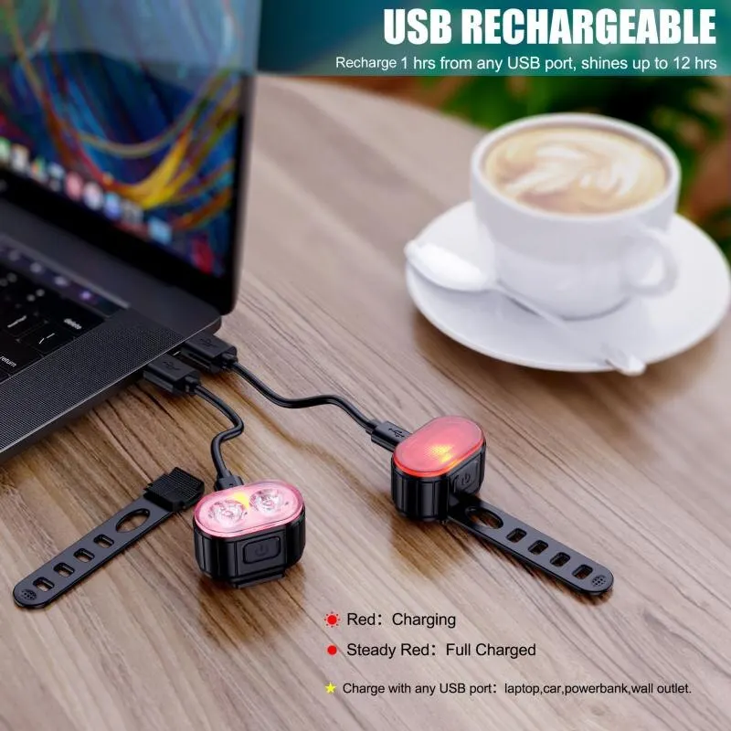 LED自転車テールライト,USB充電式,防水,自転車安全警告灯