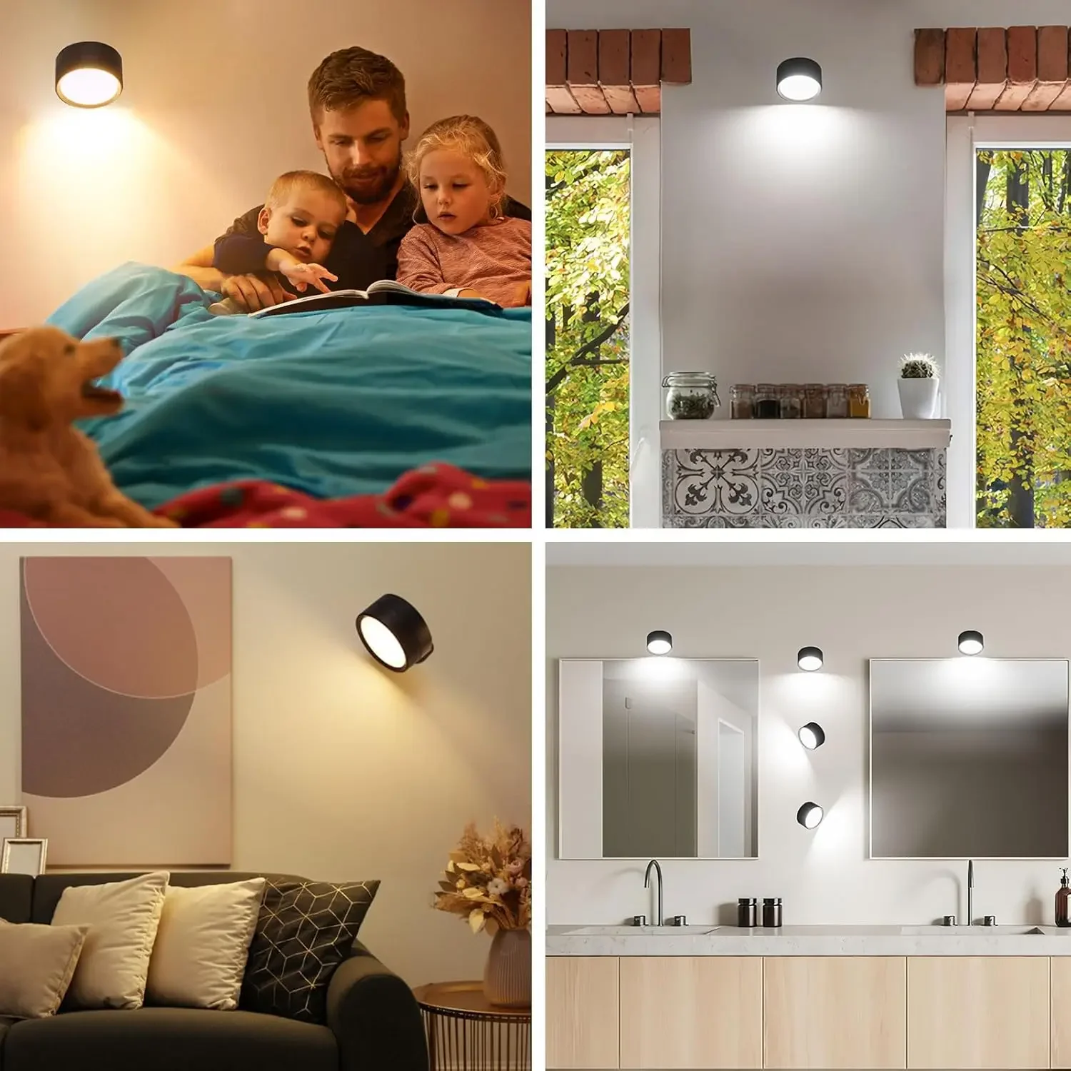 Lampada da parete magnetica a LED Luci magnetiche dimmerabili notturne 360 °   Lampada da notte con faretto per armadio con telecomando Rotazione Touch