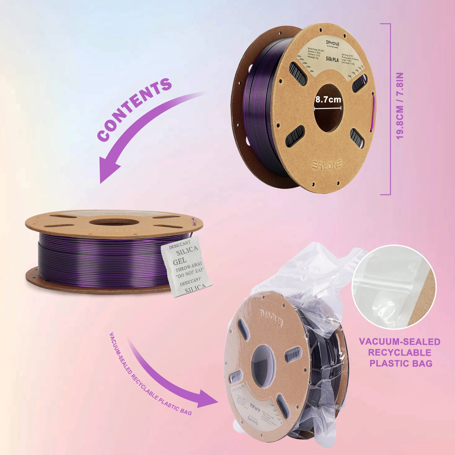 ERYONE Dual Color Series Silk PLA And Matte PLA 1KG 1.75mm Diameter High Quality Filament For FDM 3D Printing  New Arrival