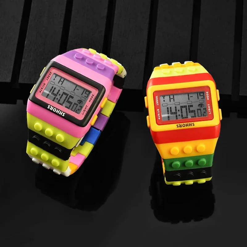 Relojes SHHORS de marca a la moda, relojes para mujer, relojes digitales Led de plástico a la moda, reloj de pulsera electrónico de arcoíris, reloj para mujer