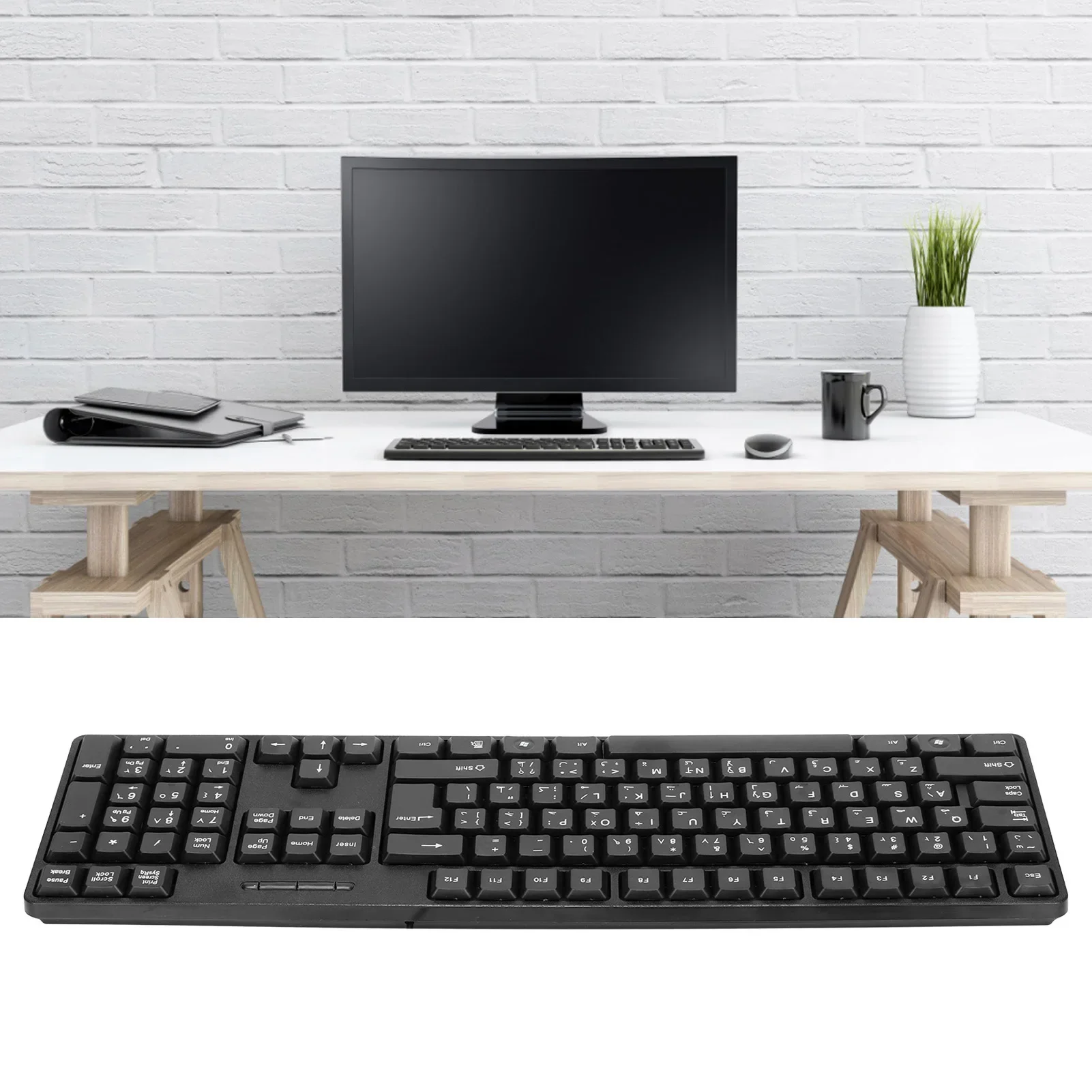 Teclados de computadora Diseño ergonómico Teclado mecánico inglés árabe con cable USB duradero para PC portátiles