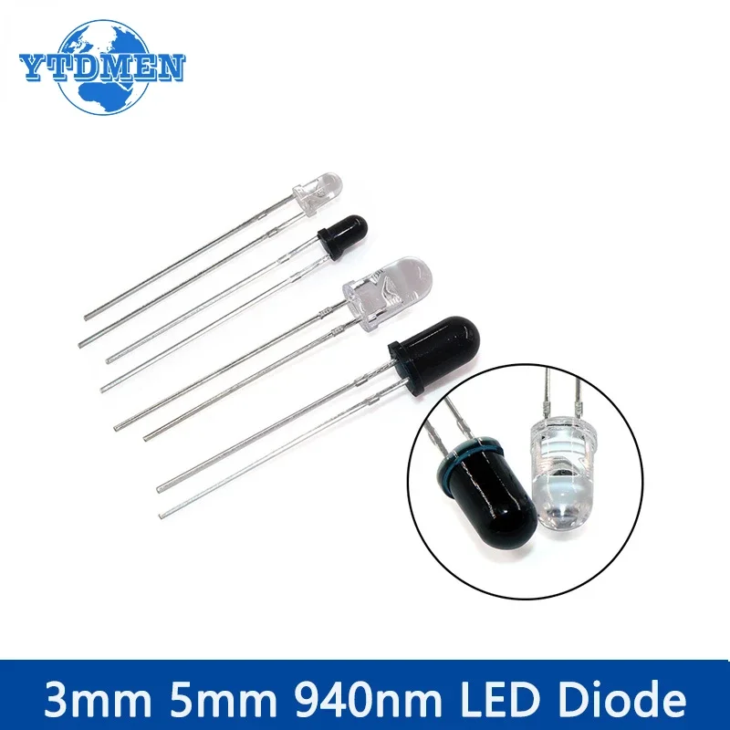 10 pares de diodos LED de 3mm, 5mm, 940nm, emisor infrarrojo y receptor IR, diodos F3 F5 para Arduino DIY