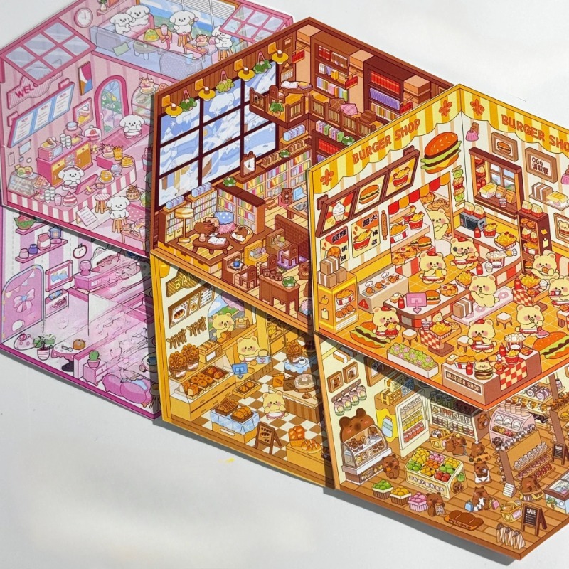 ПЭТ милые мультяшные животные миниатюрный мир 3D пейзажные наклейки забавные каваи дети DIY украшение комнаты игрушки подарки макет сцены наклейка