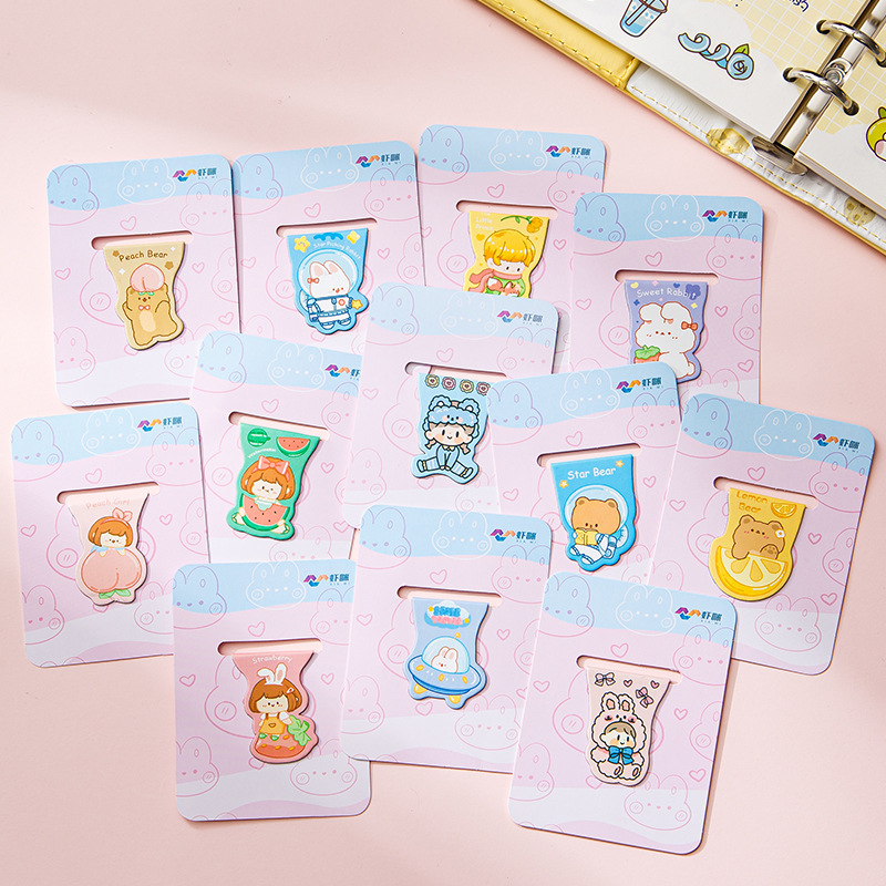 10ชิ้น/แพ็คที่คั่นหนังสือแม่เหล็กรูปสัตว์การ์ตูนน่ารักสำหรับเด็กผู้หญิงที่คั่นหนังสือแบบสร้างสรรค์เครื่องเขียนหน้าธงอุปกรณ์สำนักงานโรงเรียนของขวัญ