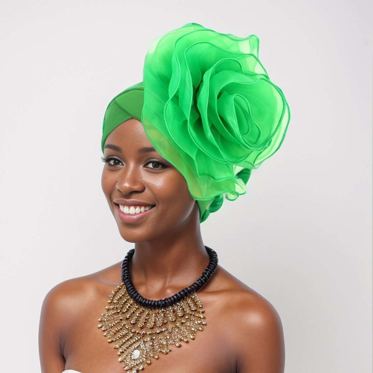 Boné turbante de flor grande exagerado para mulheres africanas cabeça envoltório festa de casamento