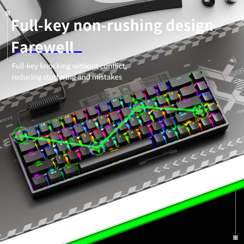SOREX AK68 Teclado mecánico ABS Keycap 68 teclas Teclado de jugador con cable Junta personalizada de intercambio en caliente para Pc portátil