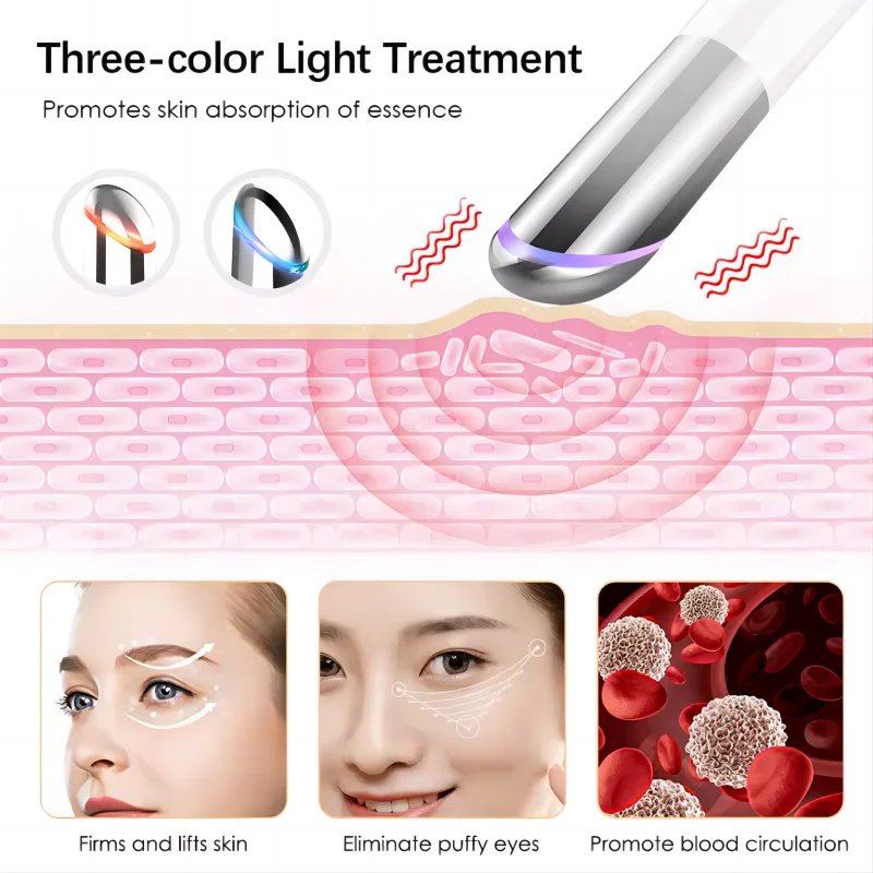 5 In 1 눈 미용 장치 얼굴 마사지 기계 Led 빨간불 치료 지팡이 눈 다크 서클 눈 가방 붓기 스킨 케어 도구