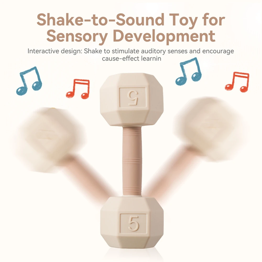 เด็ก 0 3 เดือน Rattle ของเล่นซิลิโคนเคี้ยว Dumbbel เด็ก BPA ฟรี Teether ของเล่นทารกแรกเกิด Rattle ของเล่นทารก Teething ของเล่นของขวัญ