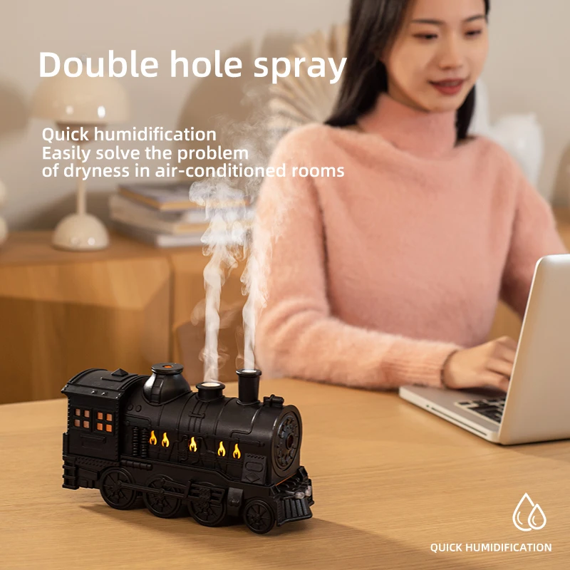 เรือรถไฟรูปร่าง Ultrasonic Air Humidifier แมงกะพรุนสเปรย์น้ํามันหอมระเหย Aroma Diffuser รีโมทคอนโทรลพร้อมแสงสีสันสดใส