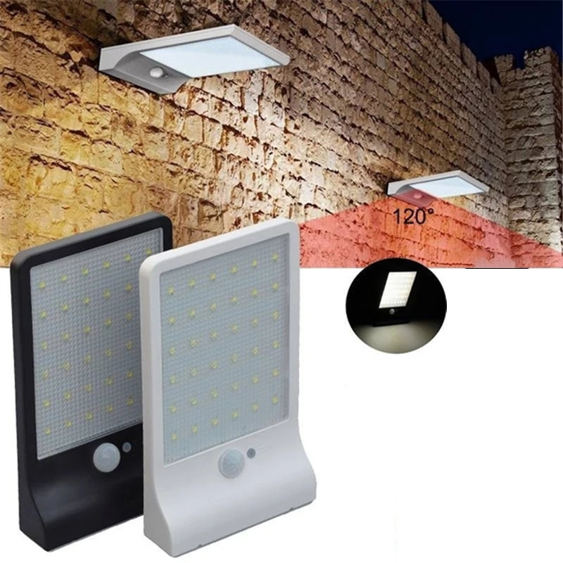Luces solares de pared para exteriores, impermeables, 36/48 LED, lámpara de pared con Sensor de movimiento con energía Solar y poste de montaje para camino de jardín