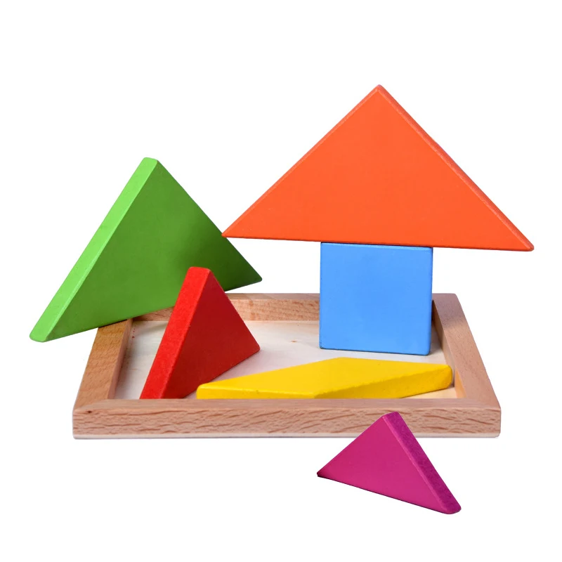 Tangram ปริศนาไม้สําหรับเด็ก 7 ชิ้นสี,การศึกษาสมอง Teaser,การเรียนรู้ของเล่นสําหรับชายและหญิง,สนุก Party Favor