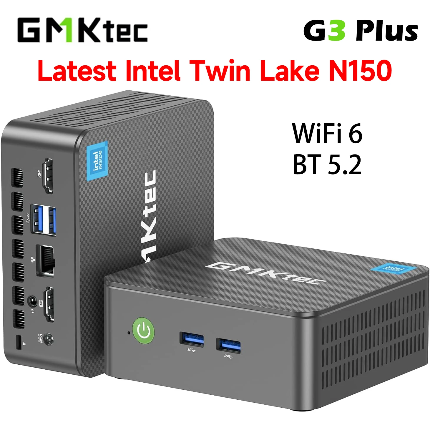GMKtec G3 plus Twin Lake N150 Mini PC con DDR4 NVMe SSD WiFi6 BT5.2 Windows 11 pro 2.5G RJ45 - Computadora de escritorio compacta