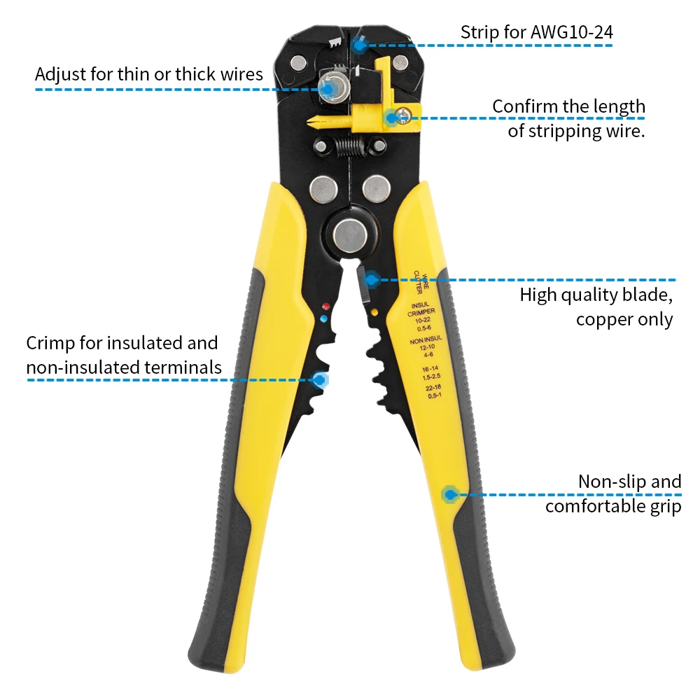 Crimper Cable Cutter Terminal Hand Tool Adjustable Automatic Wire Stripper Multifunctional striping Crimping Pliers