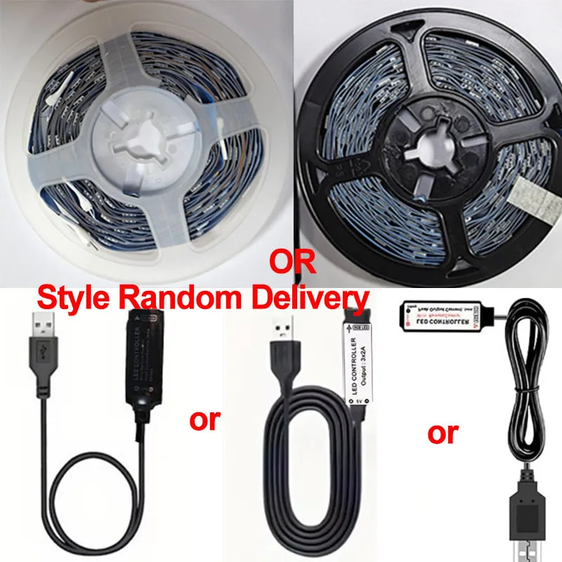 2835 5V RGB LED Strisce luminose 60 LED Nastro flessibile Nastro 24 tasti Telecomando per la decorazione del partito Computer di casa PC Retroilluminazione
