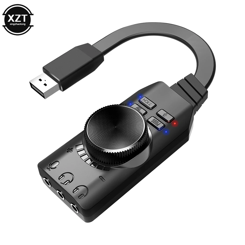 7.1-канальная внешняя USB-карта для компьютерных игр, звуковая карта для PUBG Gaming, внешняя аудиокарта, USB-адаптер 3,5 мм, Plug and Play, ПК, ноутбук