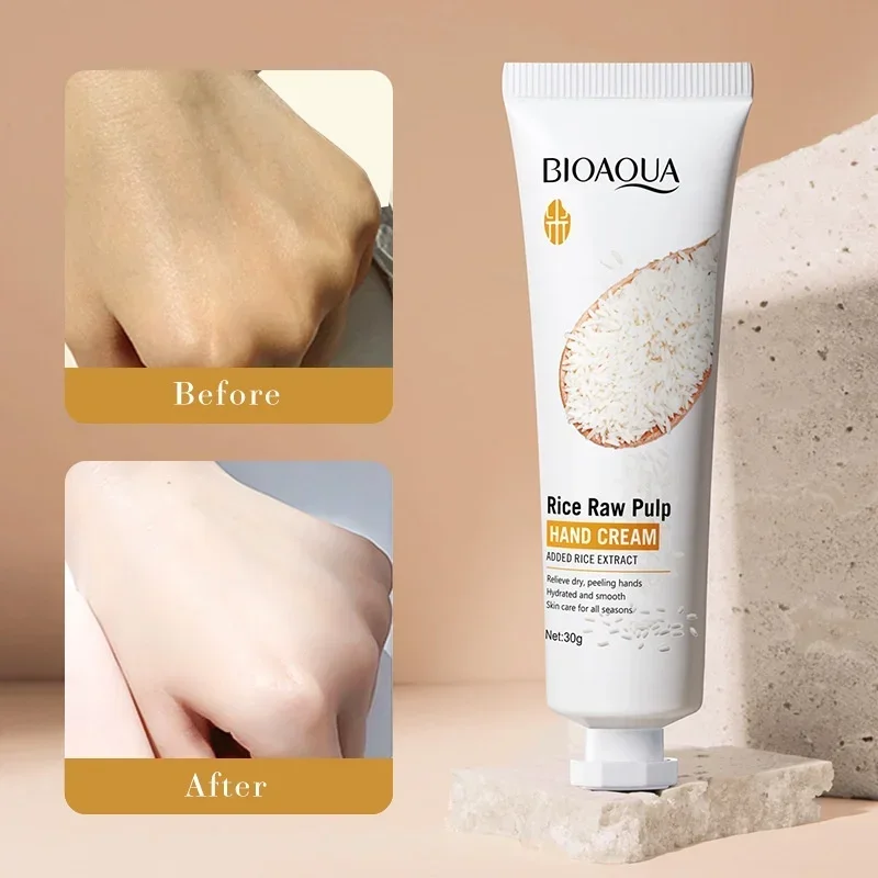 Creme para as mãos de arroz, volumizador, rejuvenescedor, nutritivo, hidratante, refrescante, não gorduroso, creme para cuidados com as mãos 30g