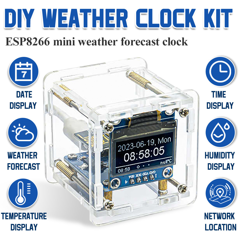 ESP8266 MINI reloj meteorológico WIFI reloj Digital DIY Kit de soldadura estación meteorológica multifuncional electrónica