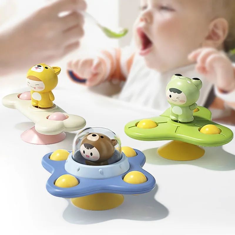 Chocalhos rotativos dos desenhos animados brinquedos do bebê 0 12 meses ventosa girador brinquedo para 1 2 3 anos de idade meninos meninas brinquedos de banho sensoriais para crianças