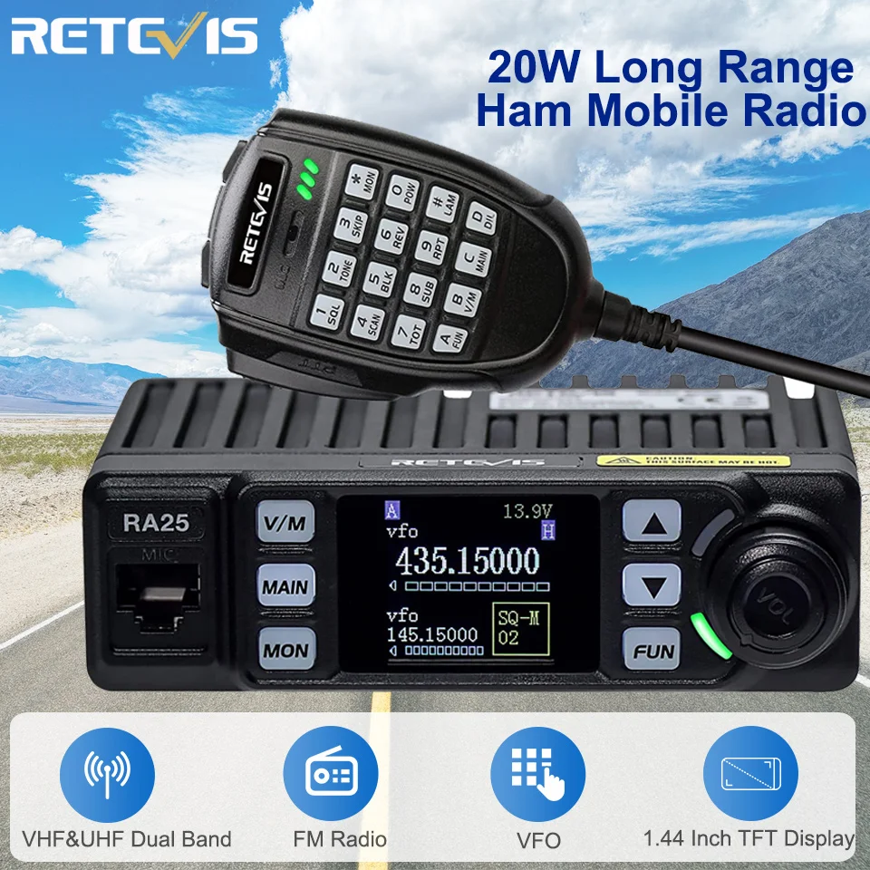 Retevis ra25 ham Mobilfunk Dualband/gmrs 20w Langstrecken auto Walkie Talkie 500/30ch Auto Funkgerät vfo fm Amateur Trucker