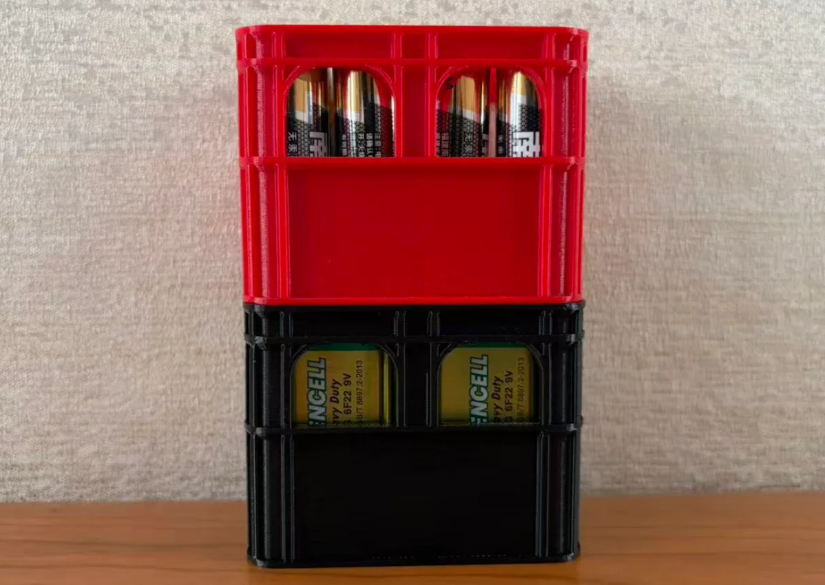 3D Printed Battery Storage Box DIY Beer Crate No. 5 Aa No. 7 Aaa 9V Battery Stackable Storage Basket Storage Box