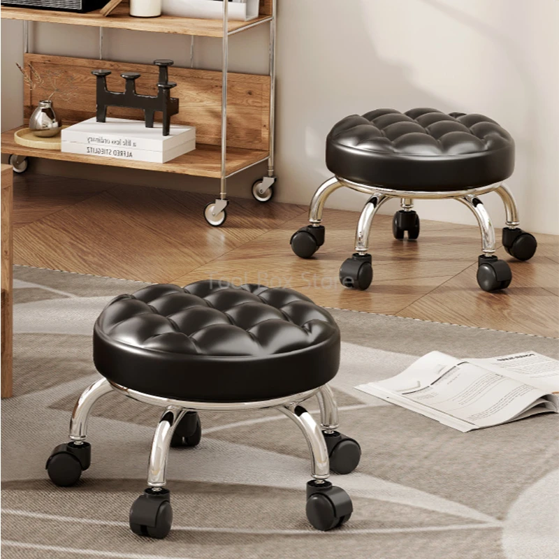ครัวเรือนรอกเก้าอี้ Universal ล้อต่ําสตูลห้องนั่งเล่นโซฟาสตูลรอบเก้าอี้เด็กรองเท้าเปลี่ยนสตูล Rolling สตูล