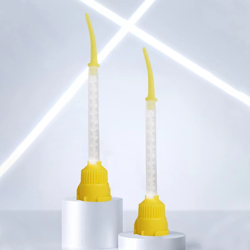 50/100PCS Dental Mixing Tips impression Silicone Rubber Gun Disposable Conveying Mixers Yellow 1:1 Dentistry Materials