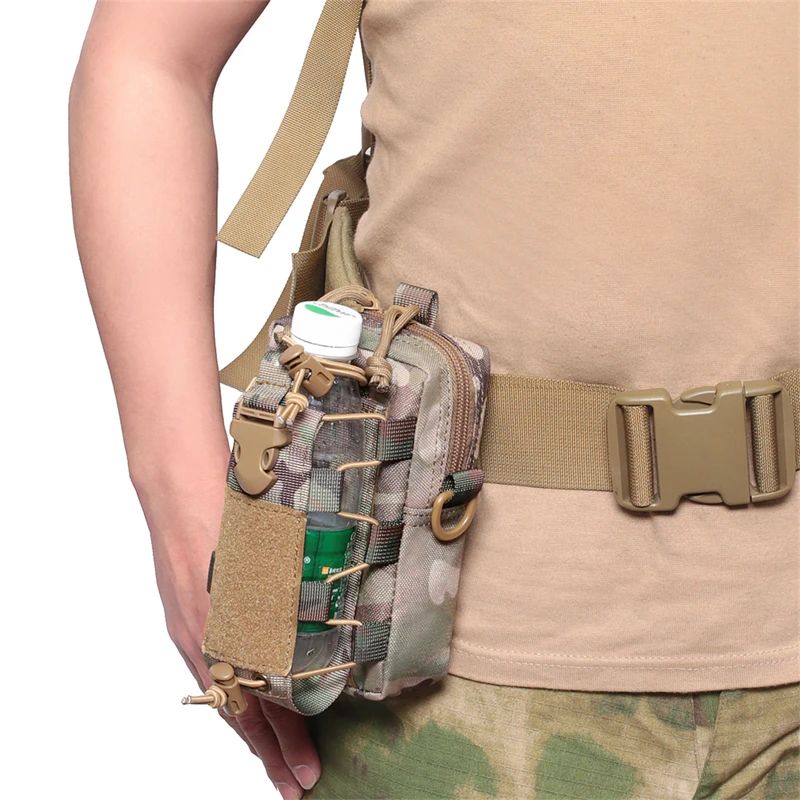 Molle EDC 주머니 물병 캔틴 주전자 캐리어 야외 스포츠 전화 홀더 캠핑 하이킹 주최자 허리 팩 가방