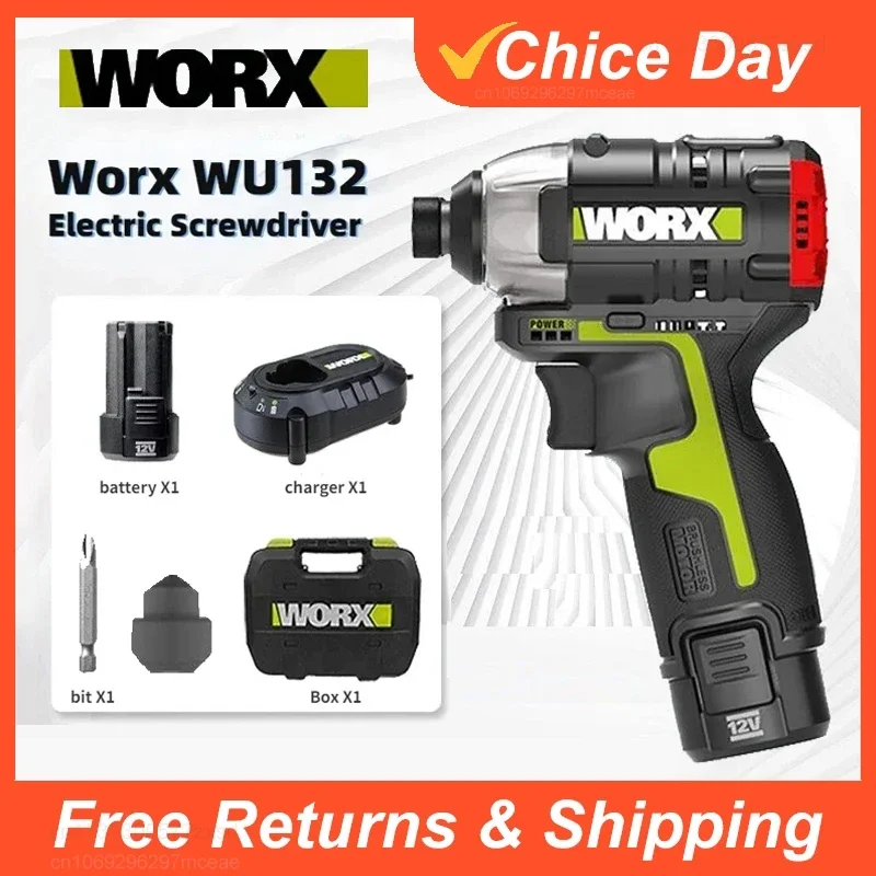 Destornillador de impacto inalámbrico WORX WU132 140Nm 12V 3300rpm Motor sin escobillas ajustar par mantenimiento herramientas eléctricas taladro eléctrico