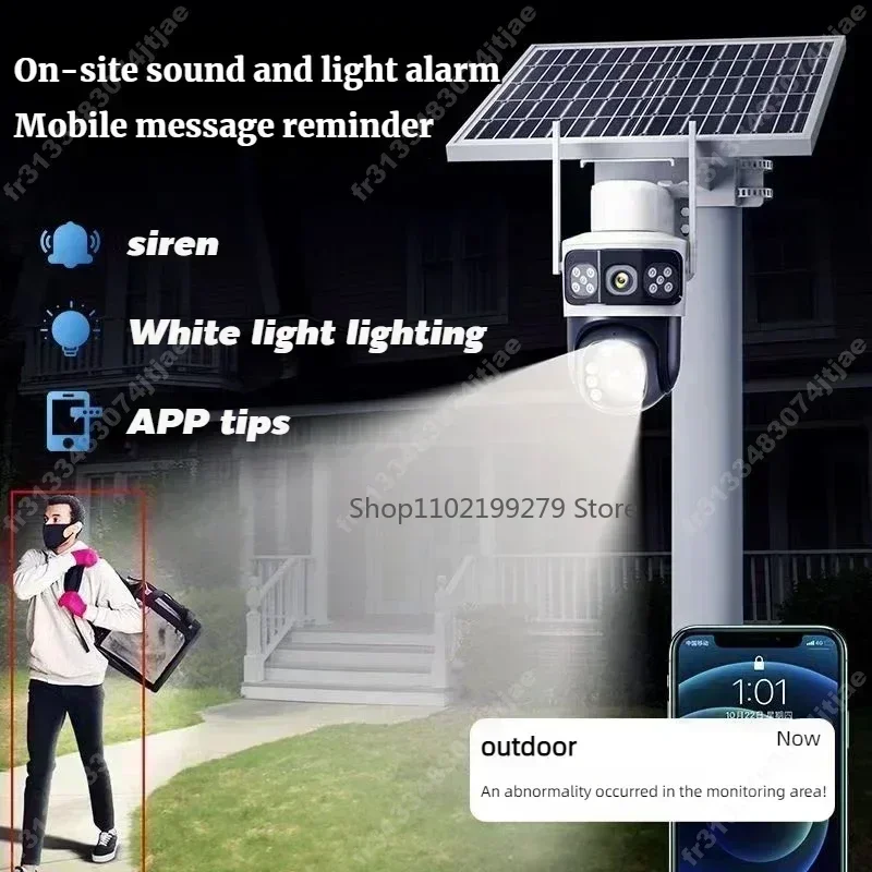 Kamera solarna 4K 8MP 4G z podwójnym obiektywem, darmowy prezent 256G pamięci, podwójne ekran, śledzenie, zewnętrzna kamera IP WIFI CCTV do monitoringu.