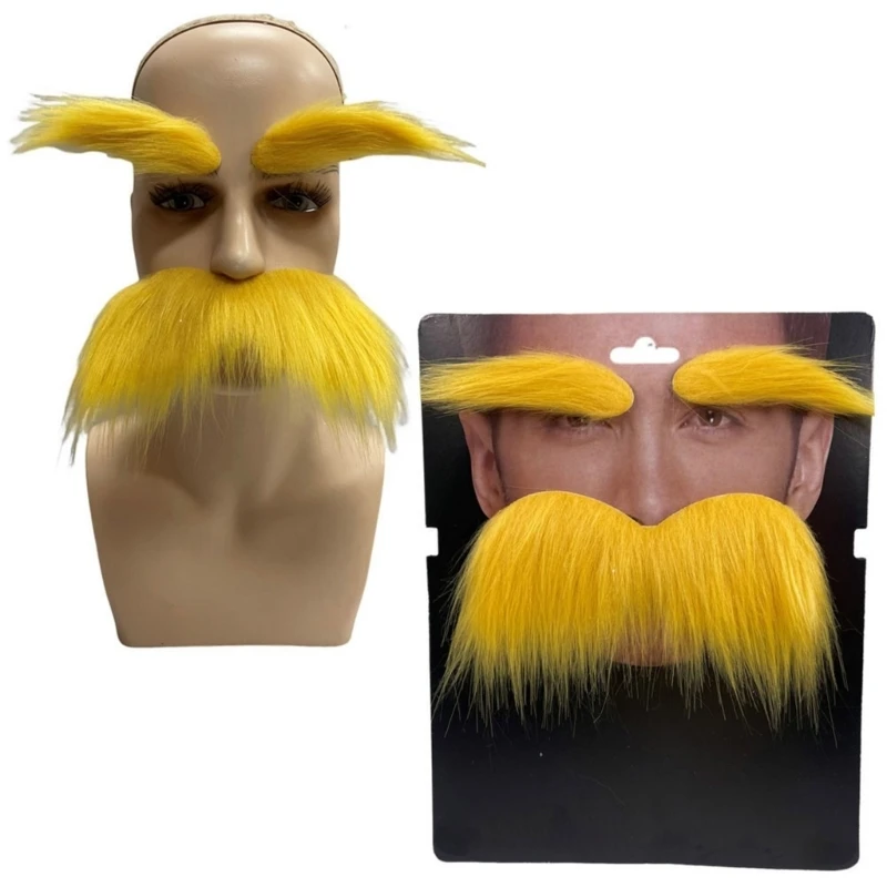 Novidade conjunto sobrancelhas bigode para homens mulheres, barba falsa, bigode, sobrancelhas falsas, acessórios
