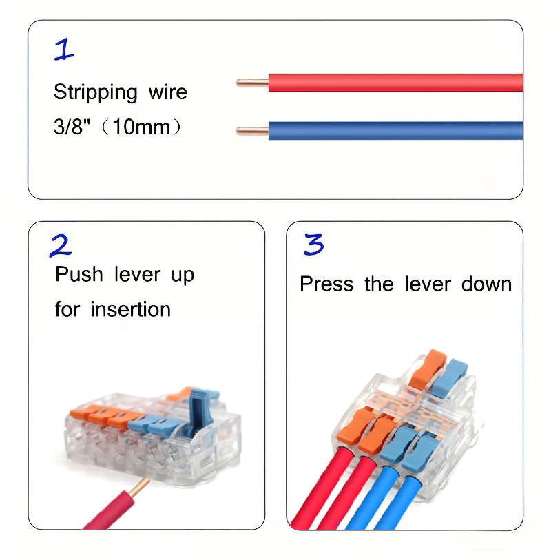 10/50 PCS Mini Fast Wiring Connectors Universal Compact Lever Crimp Splitter Electrical Conductors Push-in Home Terminal Block