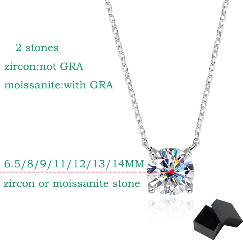 Smyoue ホワイトゴールドメッキ 1-10CT モアッサナイトネックレス女性用クラシック 4 爪ペンダントウェディングジュエリー 925 スターリングシルバー GRA