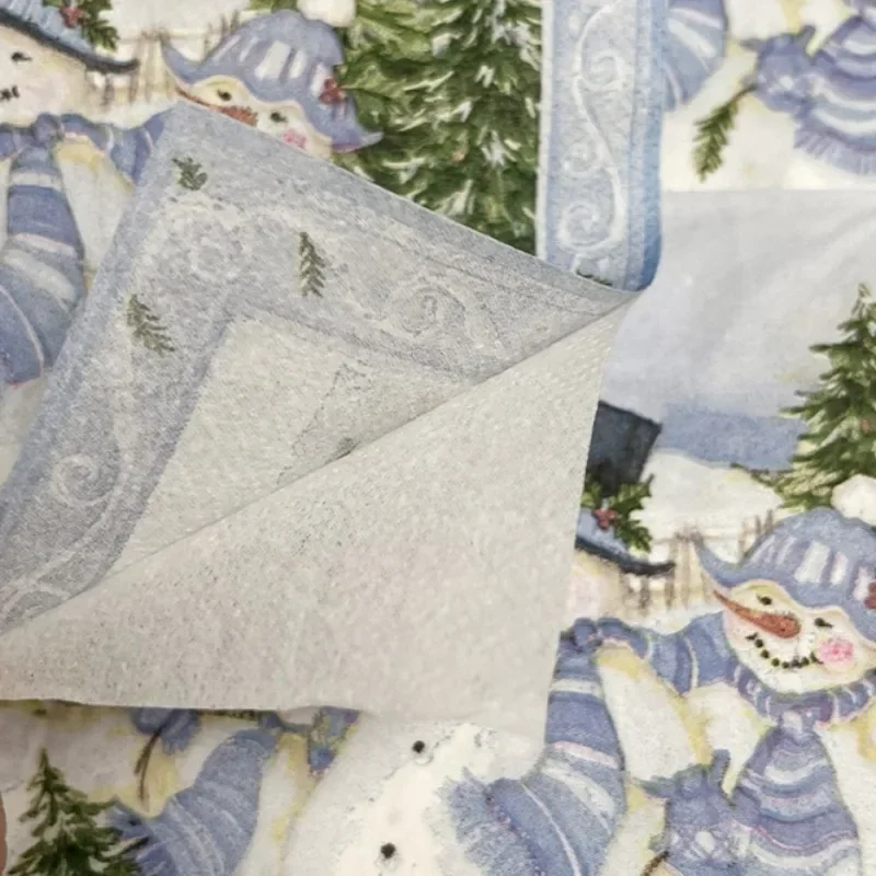 10/20 шт. 33*33 см 2-слойная рождественская салфетка для фестиваля, вечеринки, украшения, бумага, три рождественских снеговика, бумажные салфетки с мультяшным принтом