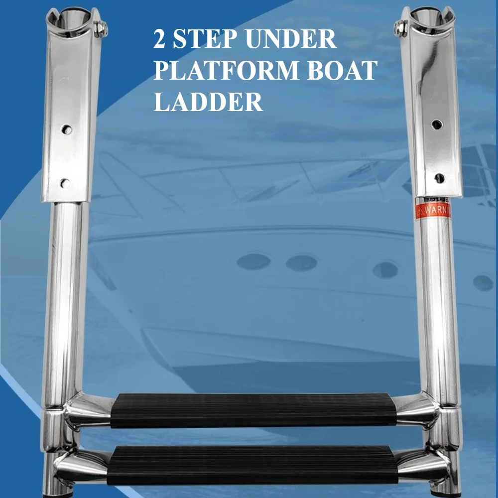 Plataforma de barco, escalera de barco, rampa de embarque de acero inoxidable, extensión de escalera telescópica pequeña de dos secciones, accesorios altos para barcos