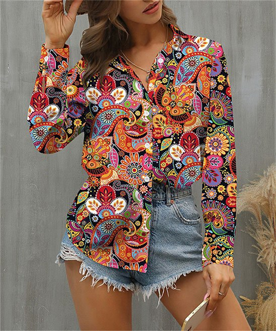 Blusa holgada elegante para mujer, camisa informal de vacaciones para mujer, blusa de manga larga para mujer, Top de moda de fin de semana con temperamento