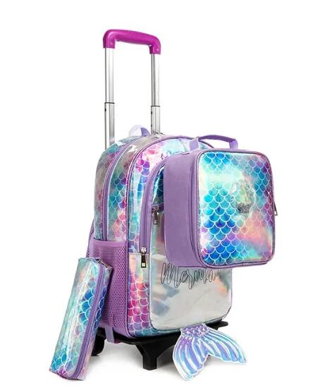 Schulrucksack mit Rollen für Mädchen, Rollrucksack für Mädchen, Studententasche auf Rollen, Kinder, Schultrolley, Gepäcktaschen