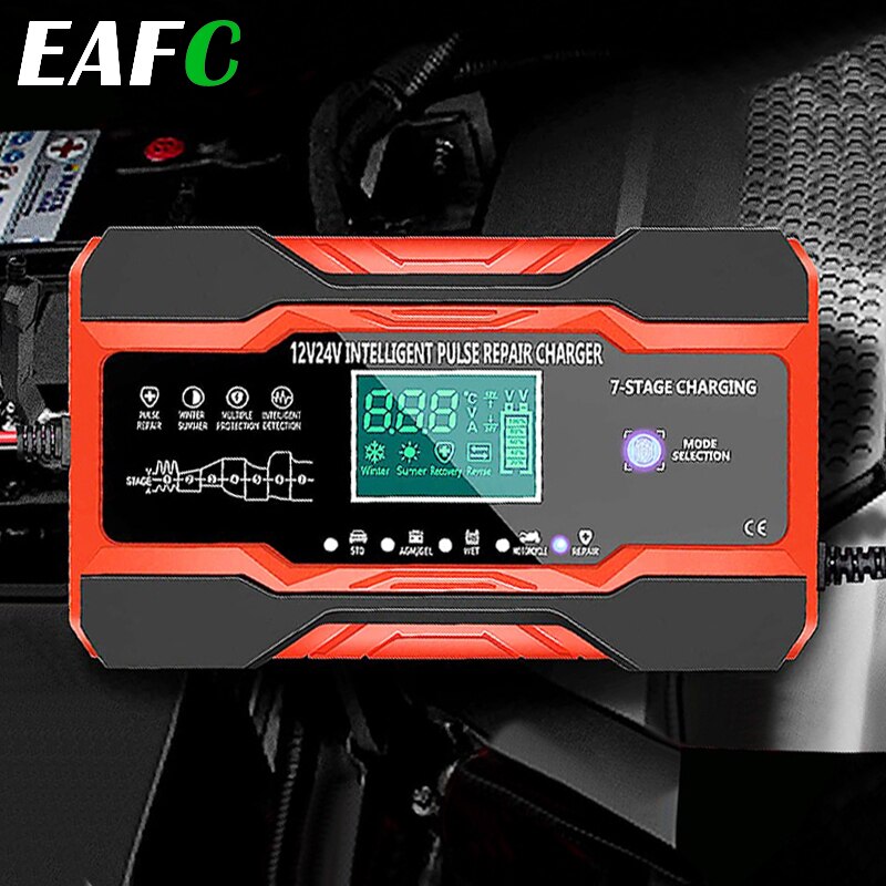 12V-24V Autobatterie ladegerät voll automatisch 12V 10a digitales Autobatterie ladegerät Impuls reparatur für Agm Gel nasse Blei Säure